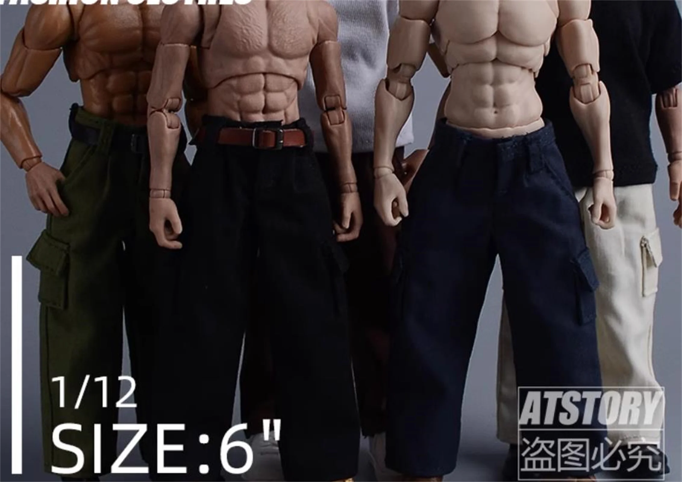 

1/12 Scale Casual Pants Straight Leg Trouser W Belt For 6" Male Workwear Trousers Clothes For 6'' Man Action Figure Body Toy