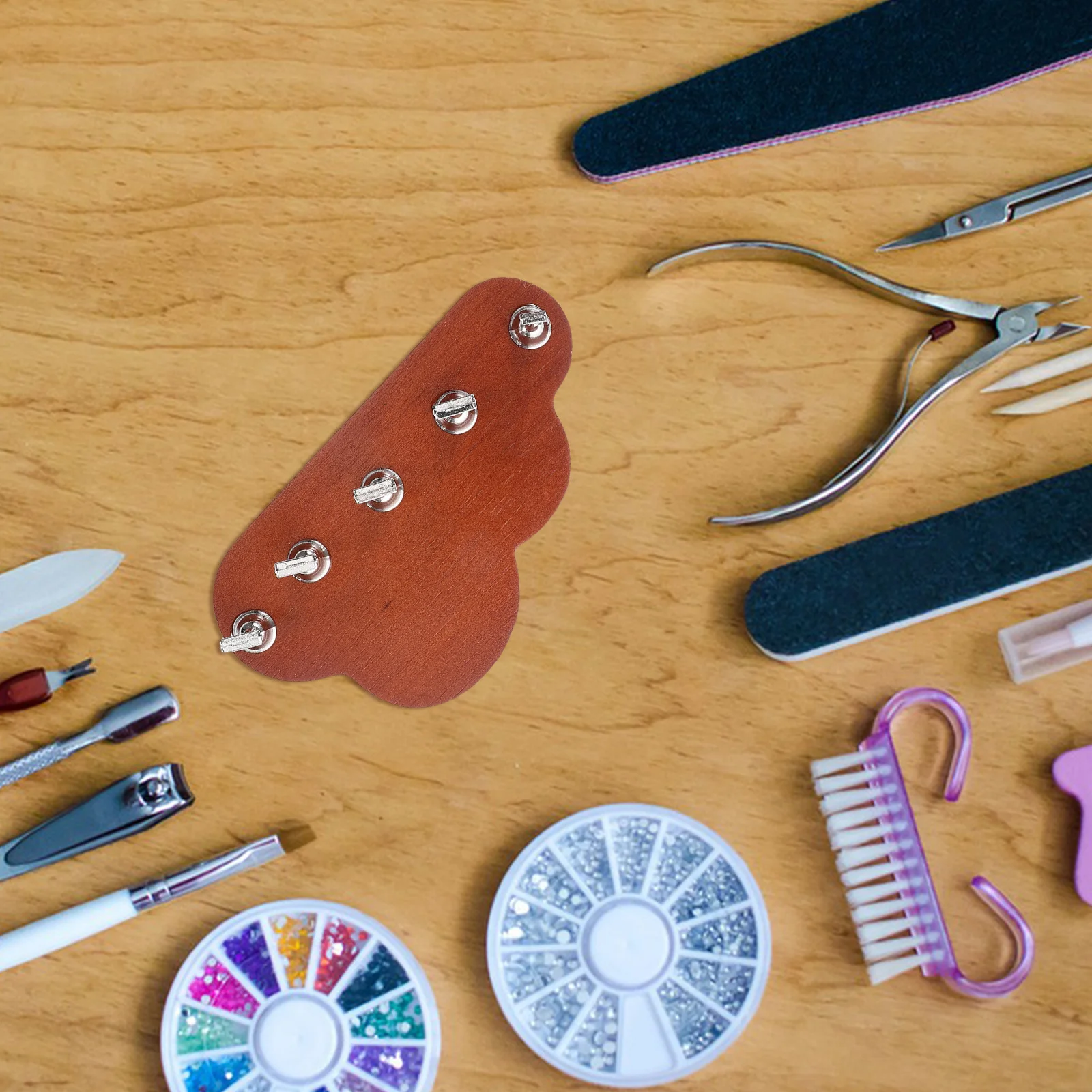 5 قطعة حامل ممارسة الأظافر حامل أكريليك بسيط مع قاعدة خشب الجوز السحابي للضغط على أداة عرض الأظافر #2