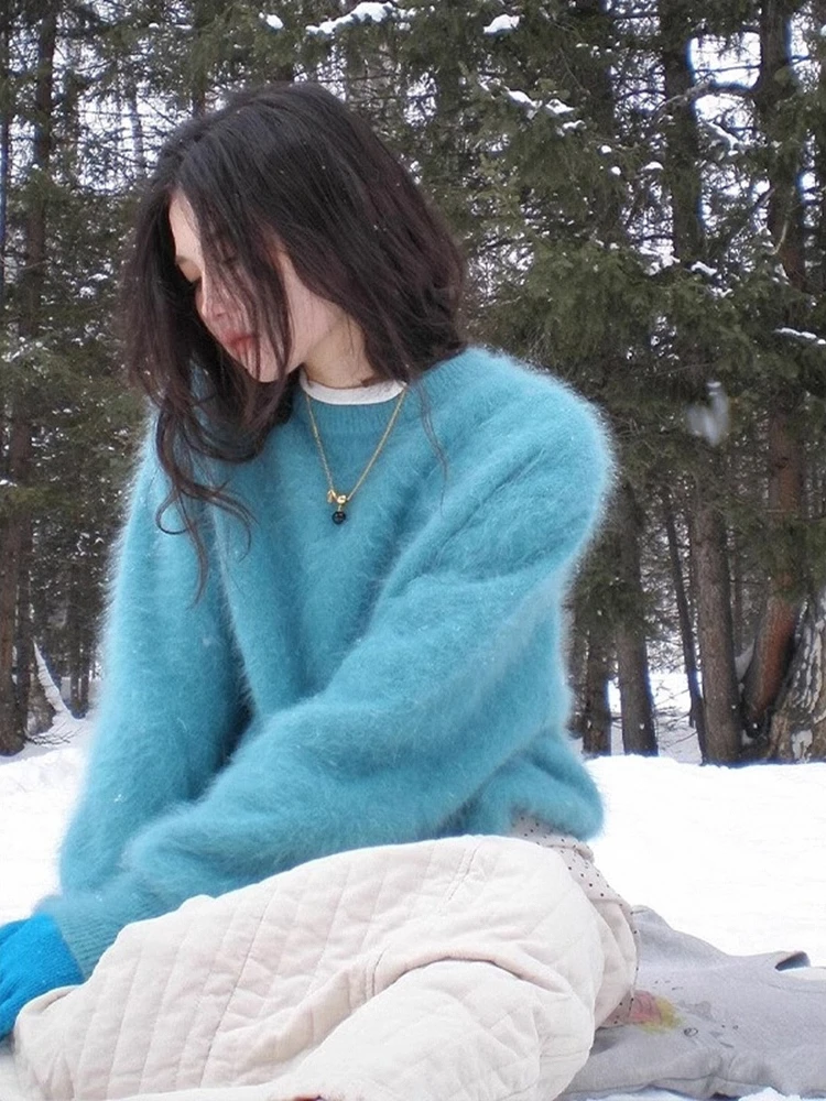 Koreaanse Sle Soft Long Sve ronde Ne Sweater dames losse luie gebreide top haar wol herfst winter warm Faion