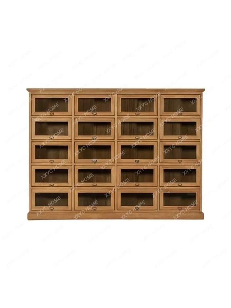 AA retro solid wood living room drawer dining side cabinet wall storage glass wine cabinet