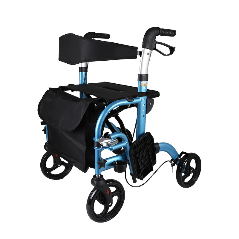 Elderly walker walker folding walking trolley walking pedal four-wheeler shopping cart