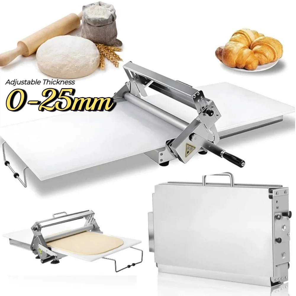Kommerzielle Teigausrollmaschine Reversierbare Blätterteig-Ausrollmaschine Fondant-Roller Manuelle Teigwalze Einstellbare Dicke 0-25mm