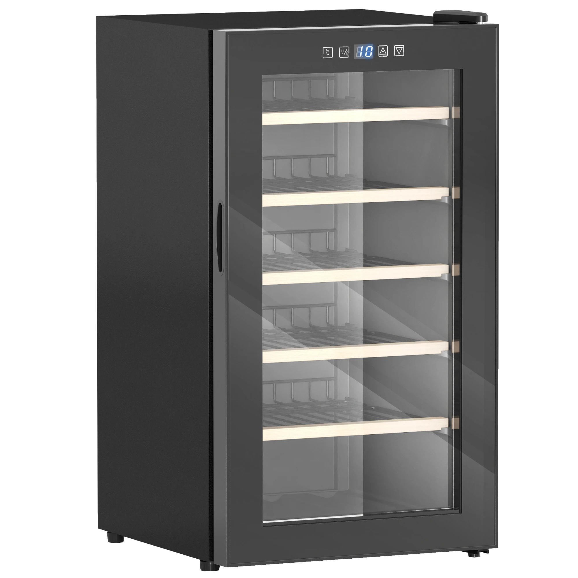 Enfriador de vino para 41 botellas, 91L, 5-20 ℃ Refrigerador con compresor, puerta de vidrio, luz LED y pantalla táctil.