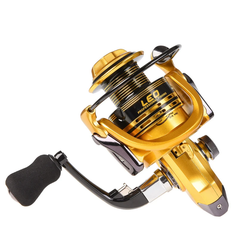 2023 Newest Fishing Spinning Reel 1000-7000Series 13+1 BB 5.5:1Gear Ratio Gold Color Spinning Wheel Baitcaster Reel Carp Fishing