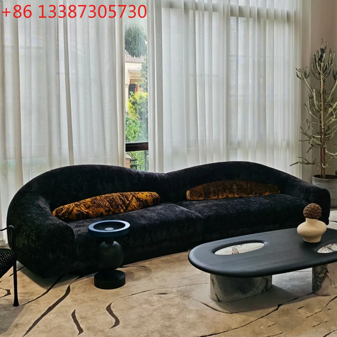 

Скандинавский итальянский дизайн, синель, черная изогнутая атмосфера вывиха, красивый диван