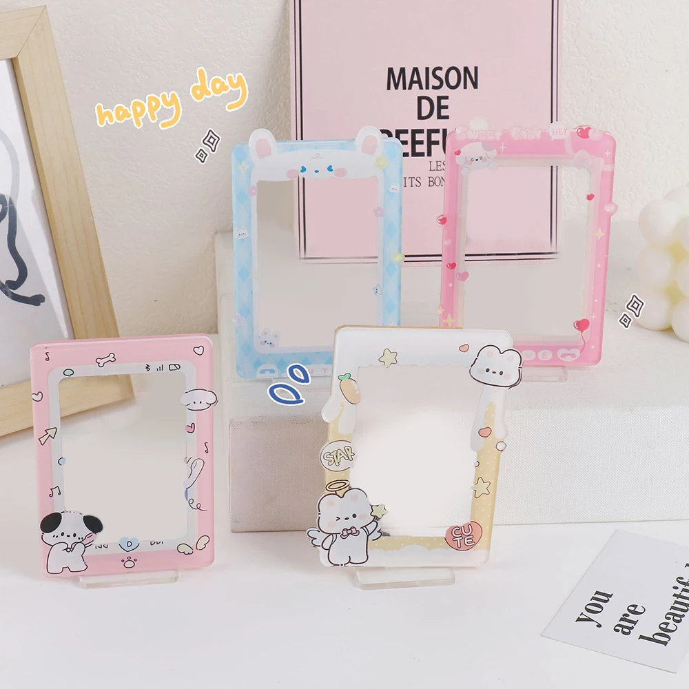Cartoon Acrylic Brick Stand Photo Protection Pendant Photo Holder Card Display Stand Card Sleeve Cute Sweet Desktop Decor