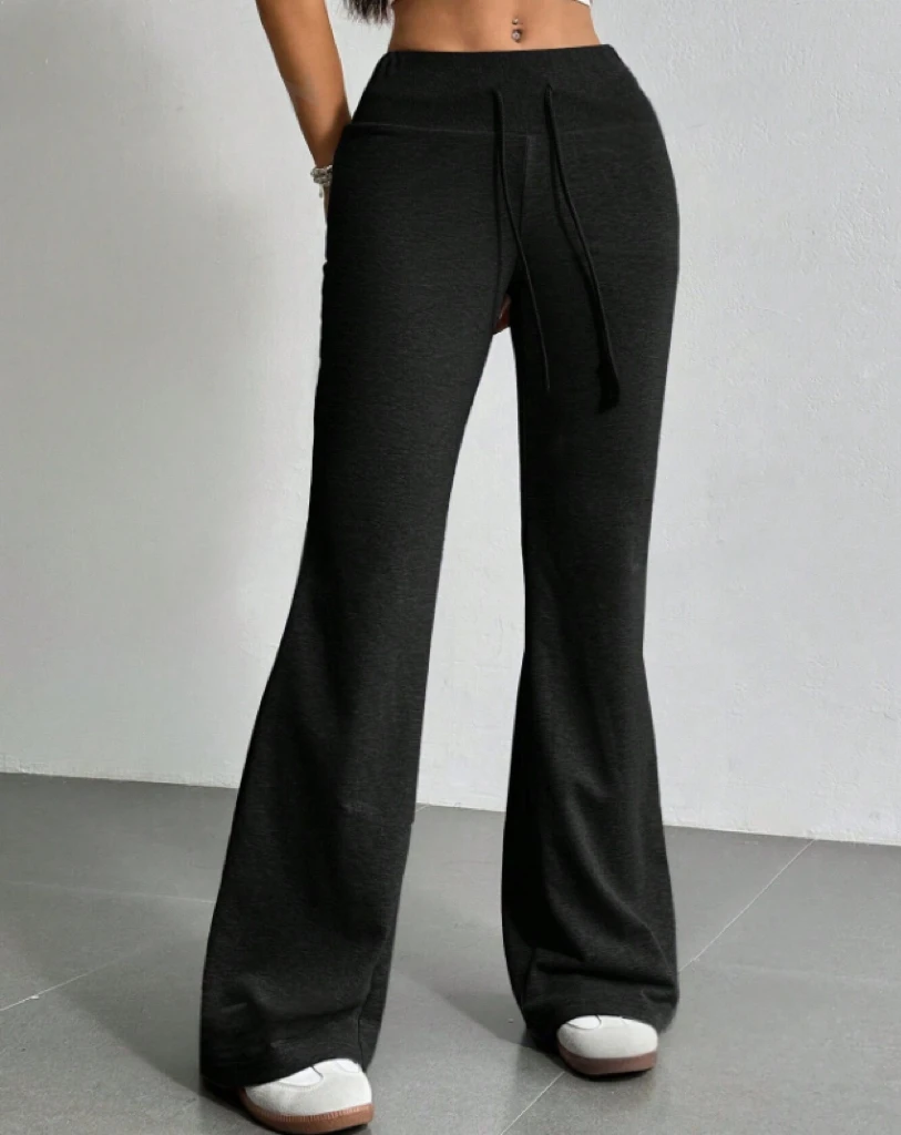 الخريف والشتاء جديد بلون الرباط المرأة جرس قيعان عارضة أزياء خلع الملابس