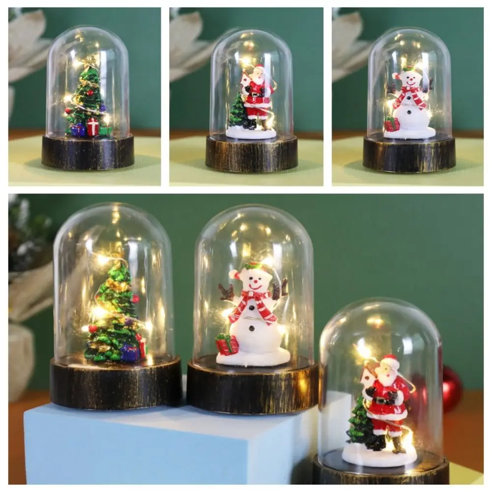 Linterna de decoración de escritorio de Navidad brillante, muñeco de nieve, Papá Noel, lámpara de globo de nieve, funciona con pilas, luces nocturnas