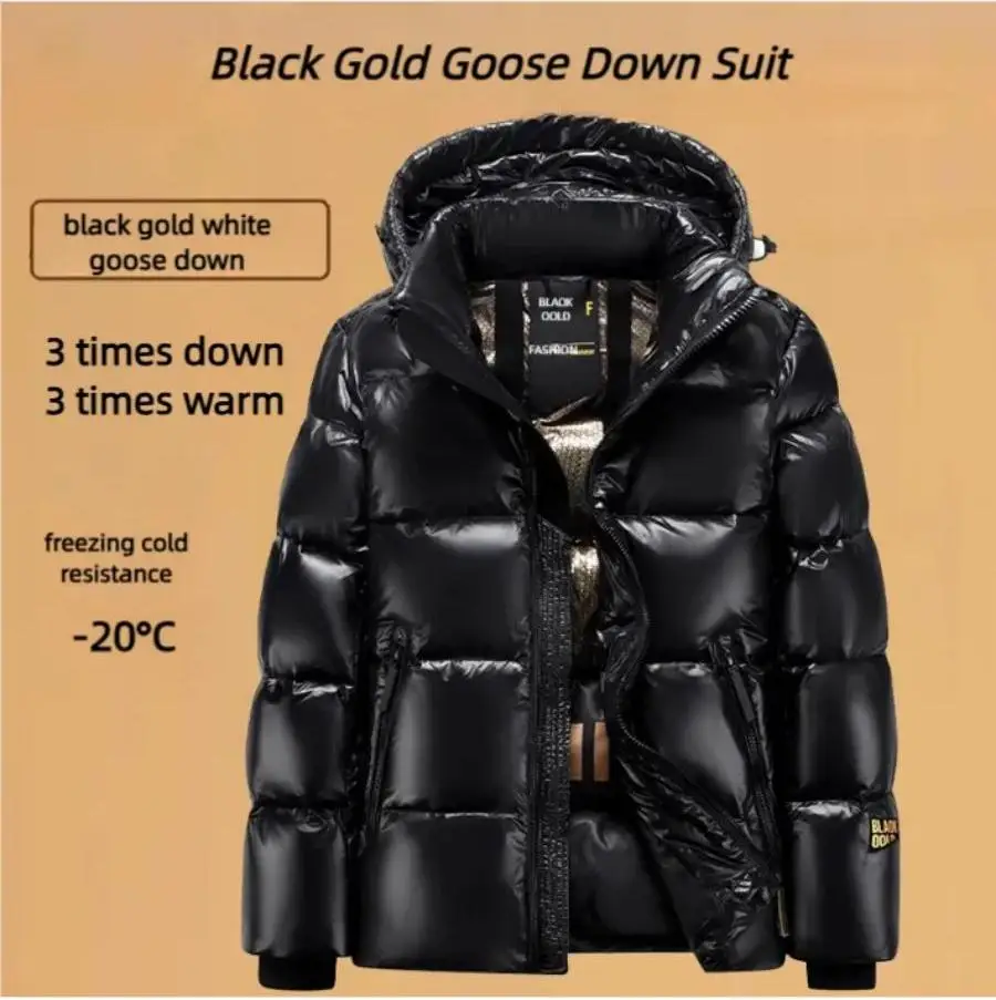 

2024 new black gold and white goose down down jacket for couples, short jacket Christmas Outdoor Down Jacket Winter essentials