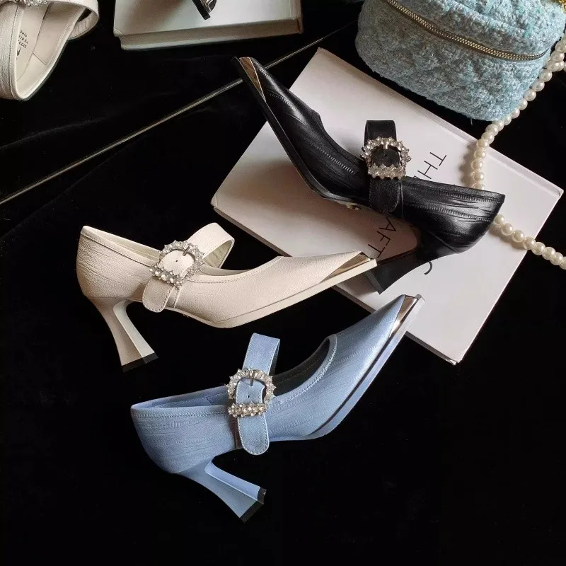 

Versatile Temperament Rhinestone with Ouruofeng Pointed Toe Fashion Women's Single Shoes