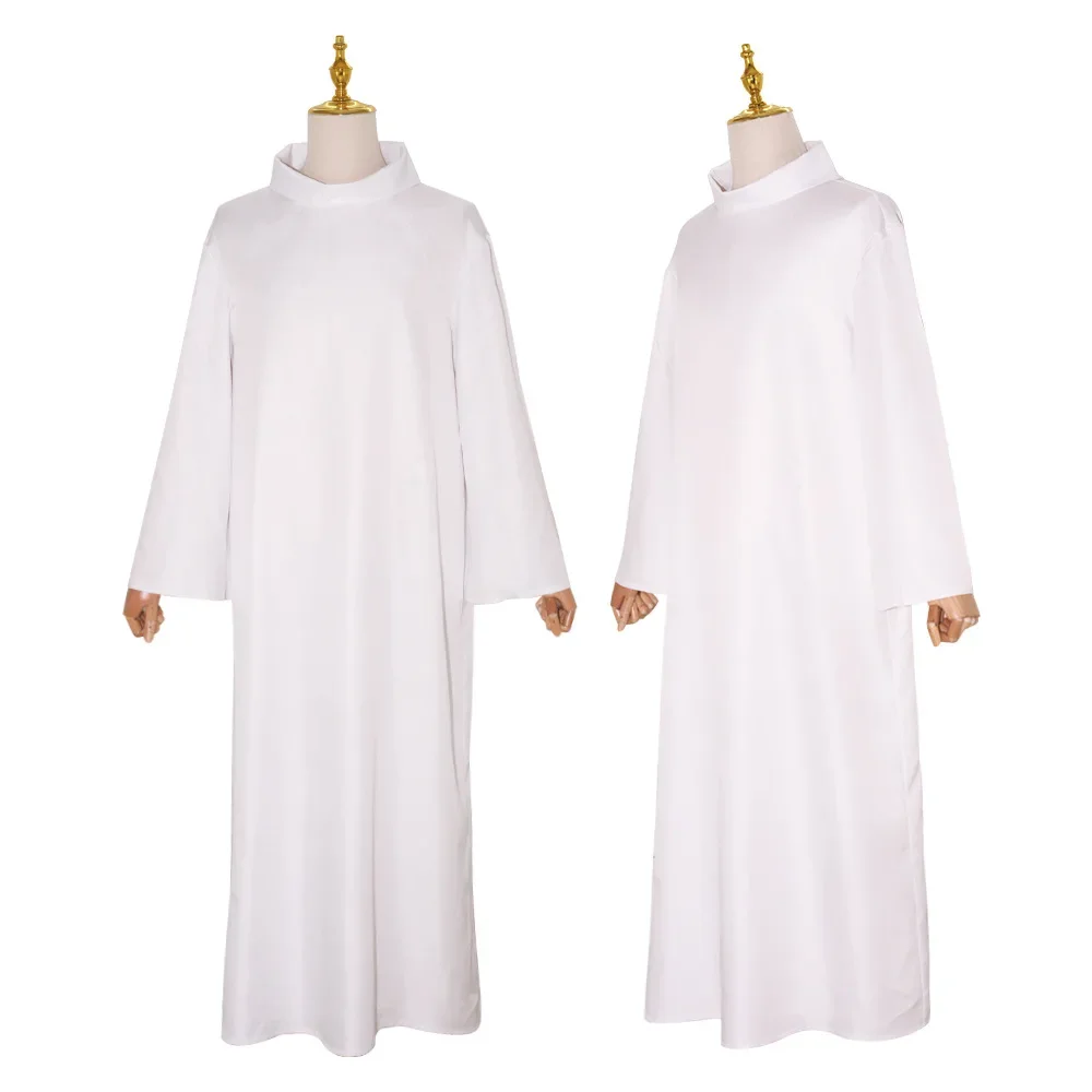 Robe de clero branco 2xl, medieval, oriente médio, árabe, cristão, católico, sacerdote, sotana, traje de adoração, roupas sagradas