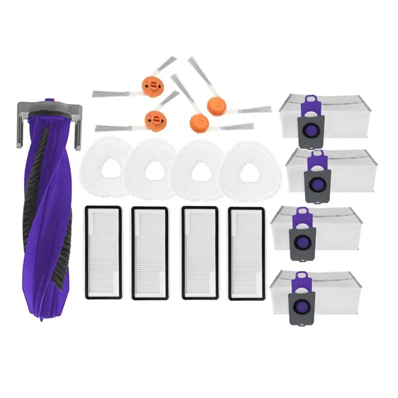 ملحقات المكنسة الكهربائية KEOL-فرشاة دوارة بديلة وفرشاة جانبية وسادات ممسحة ومرشح أكياس الغبار (17 قطعة) لـ NARWAL Freo X10 Pro/YJ #6