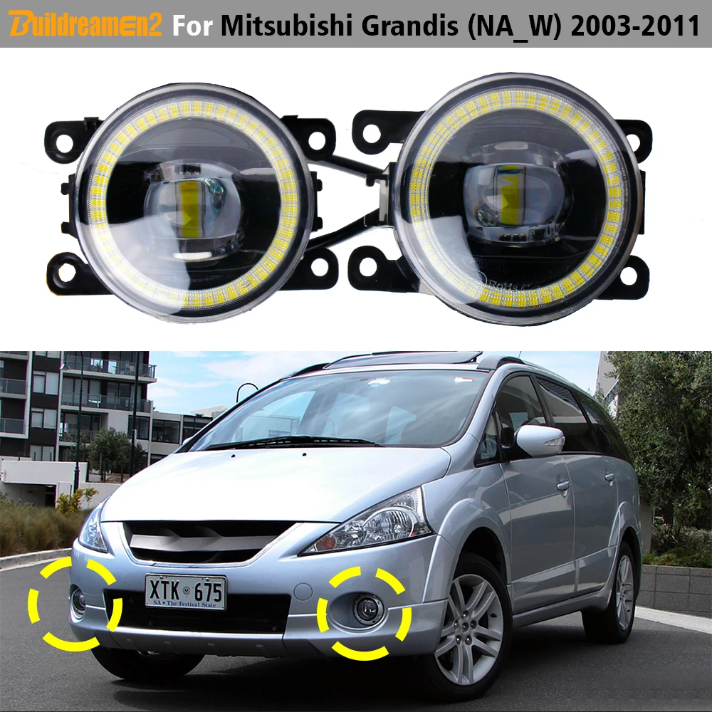 2 X 30W Car LED Lens Fog Light Angel Eye Daylight DRL For Mitsubishi Grandis (NA_W) 2003-2011(Only fit NA4W 2.4 and NA8W 2.0D)