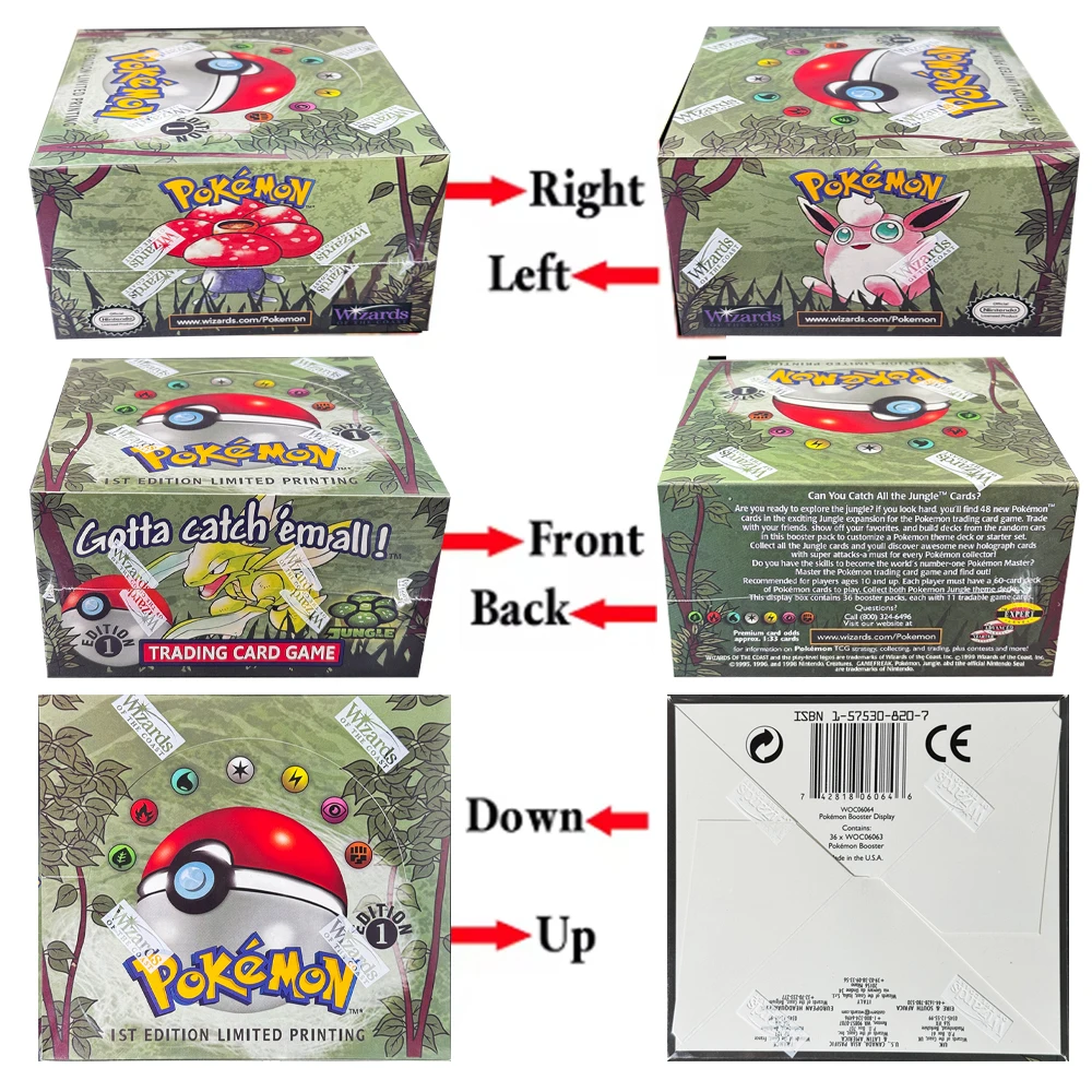 PKM Jungle Booster Box 1999 1st Edition 1Box 36 Packs  Proxy Game Cards WOTC Sealed Wigglytuff Scyther Flareon Packs collections
