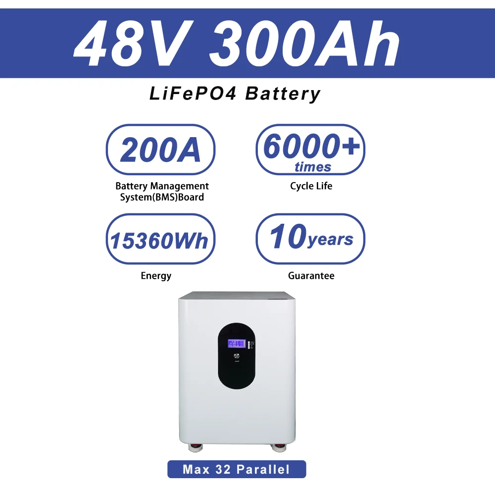 New 48V 300Ah Battery Pack 51.2V 200Ah 120Ah 100Ah Lithium Battery 8000+ Cycles for Home RV Solar Off-Grid 48V LiFePO4 NO Tax