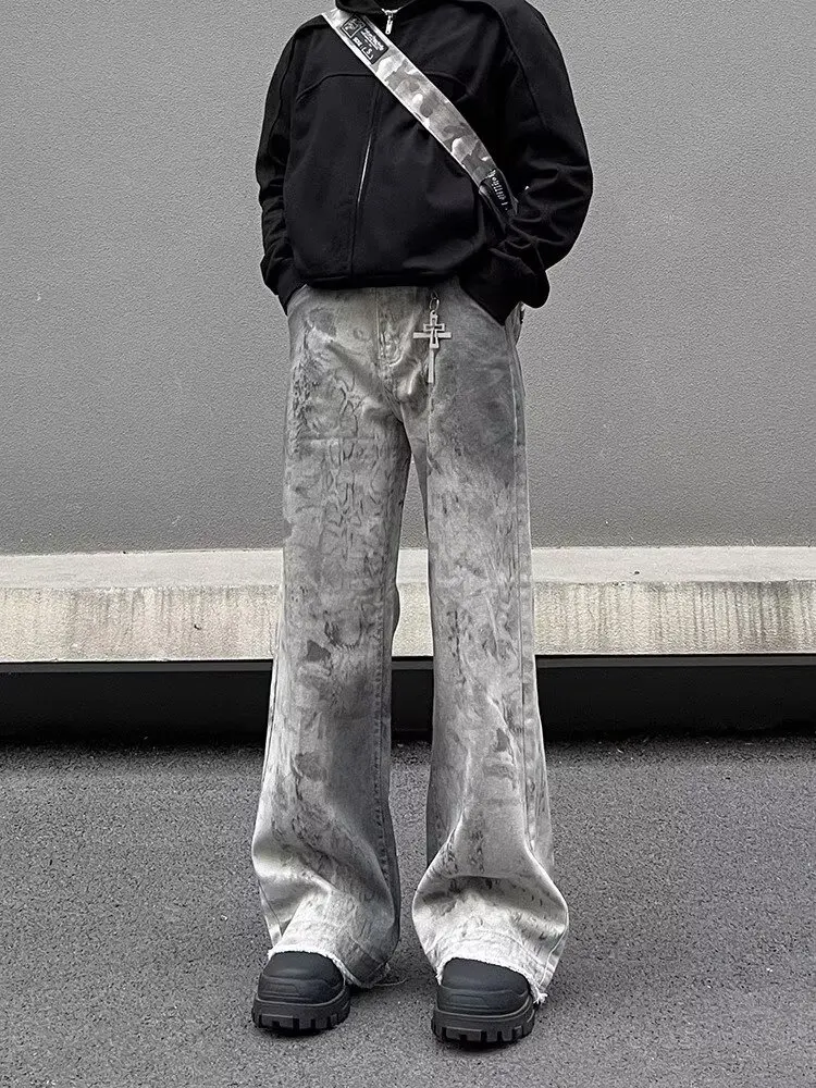 Trashy Y2K 2000S Schlangenmuster Schmutzige Waschung Baggy Jeans Hosen für Männer Kleidung Gothic Vintage Lange Hosen Pantalones Hombre – Detail 8