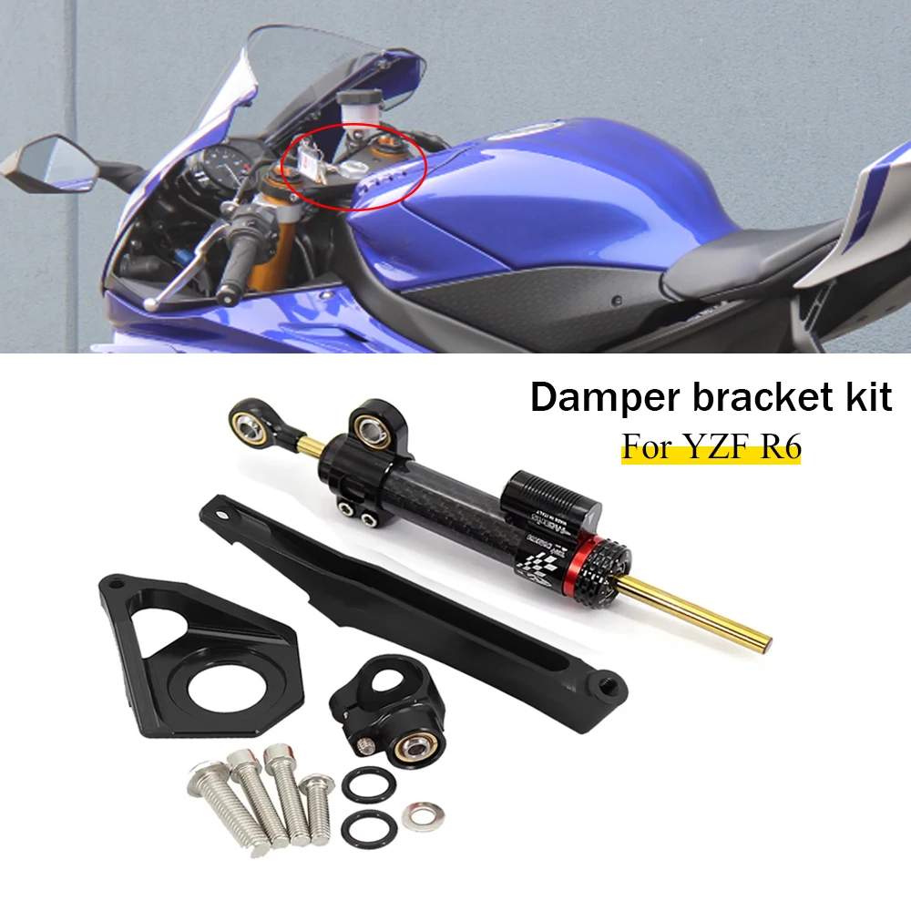 

Motorcycle Steering Stabilizer Damper and Bracket Kit Mount Support For YAMAHA YZF-R6 YZF R6 2003 2004 2005