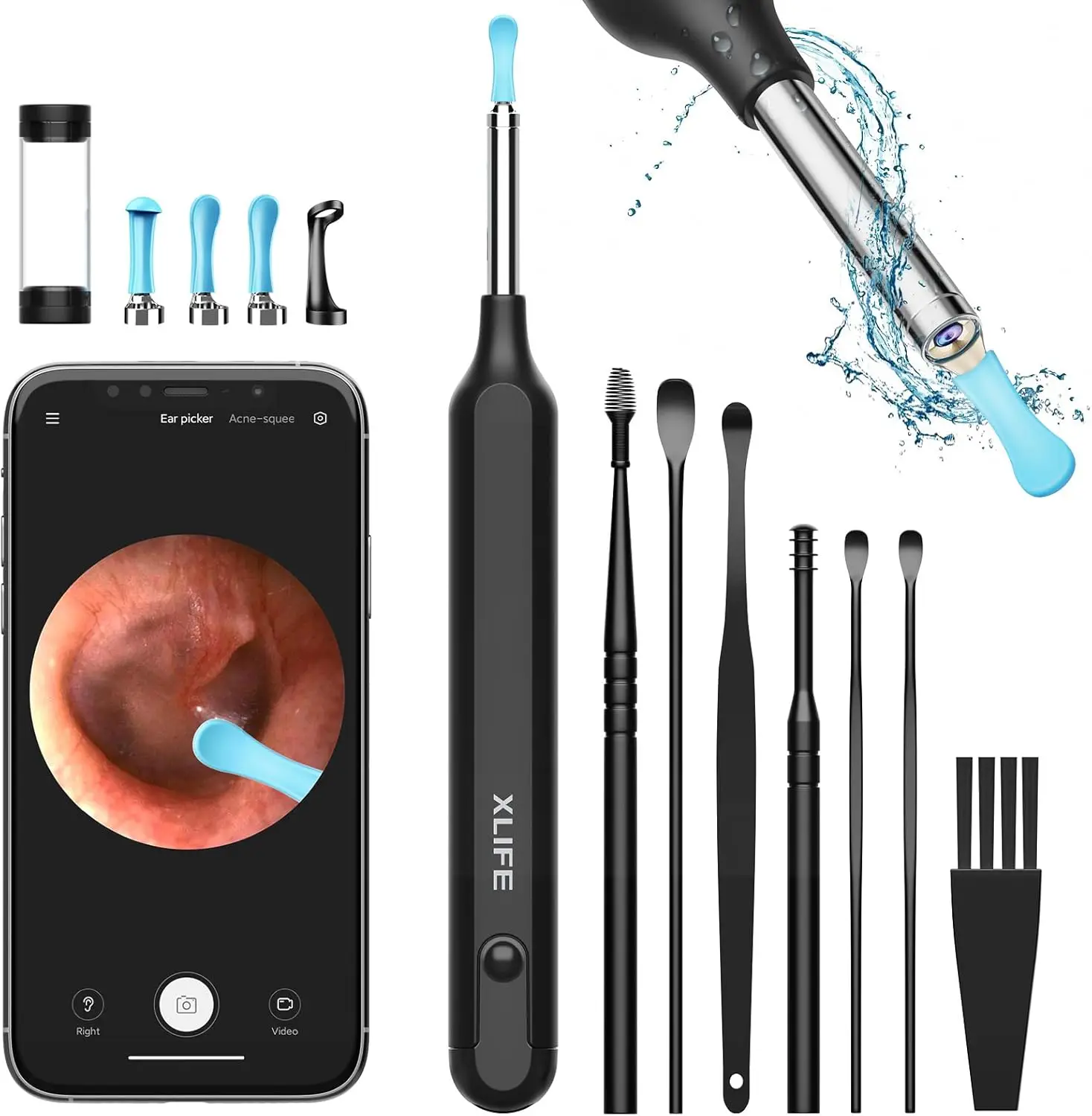 

Ear Wax Removal Tool with 1080P HD Camera, Wireless Otoscope Kit for iPhone iPad Android, Includes 7 PCS Ear Set and 6 Lights