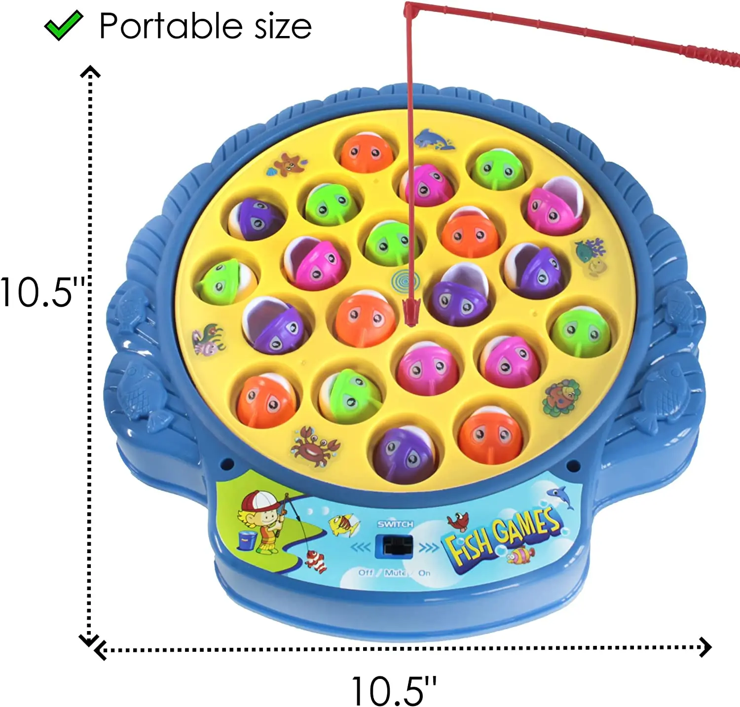 Kids Fishing Game Toy Set Electric Rotating Board Musical Fish Plate Set Magnetic Outdoor Sports Toys for Children Gifts