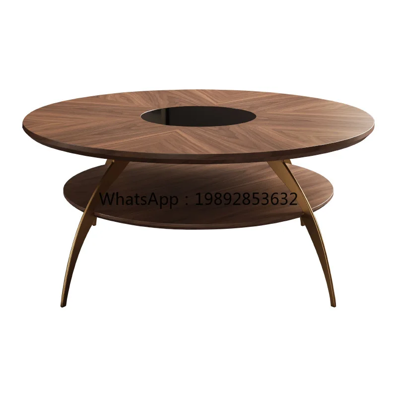 

LYY Modern Mid-Century Style Light Luxury Coffee Table Small Apartment Living Room Entryway Round Table Wood Grain