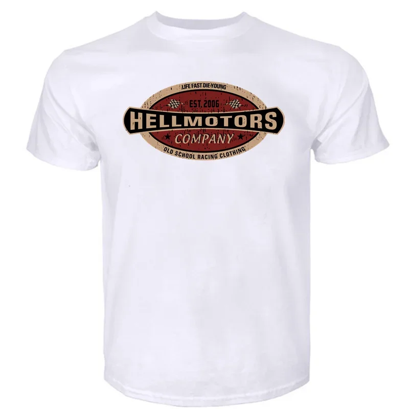 Хлопковые мужские рубашки, Винтажная Футболка Hellmotors для байкеров, американский автомобиль V8 и рок-способность, охлаждающие футболки с принтом