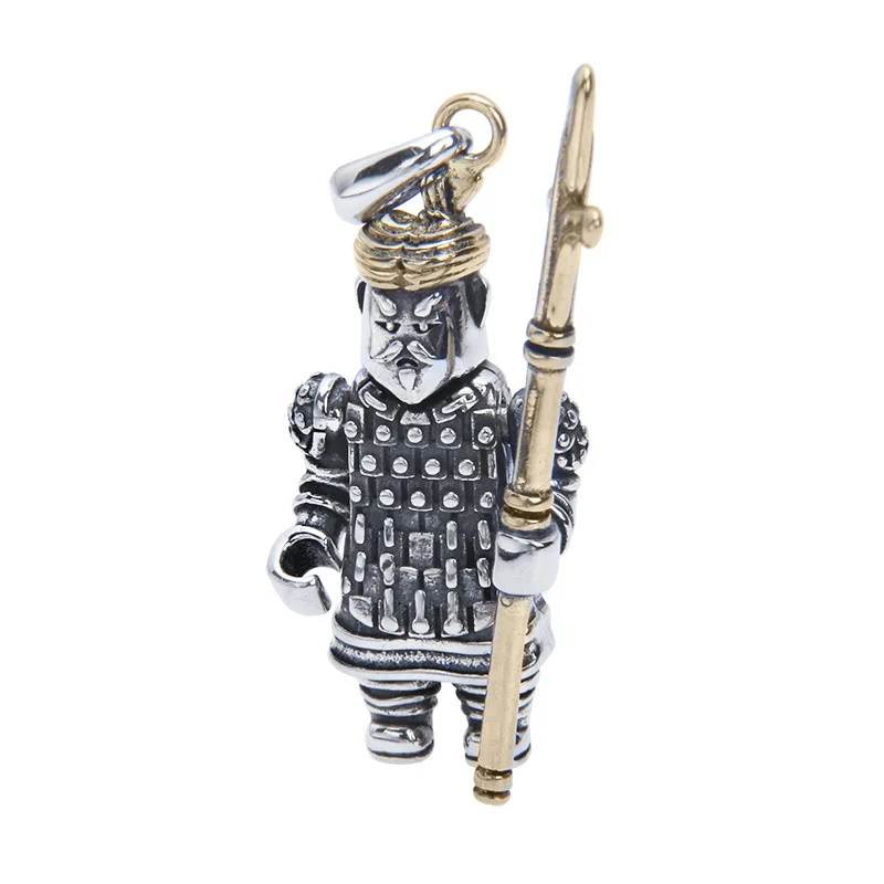 Imagem -05 - Sterling Silver Warriors Soldiers Pingentes Presentes Retro Personalidade para Homens e Mulheres Novo Bocai-s925