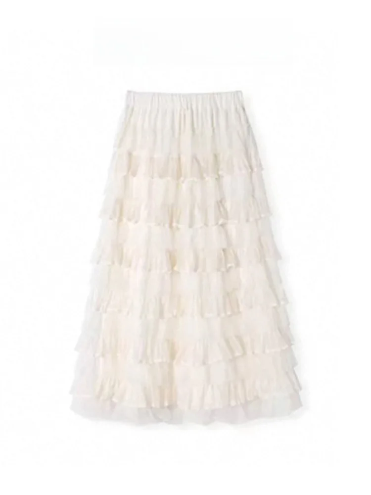 

Многослойная пышная юбка с высокой талией Me, женская весенняя новая юбка-тортик с балетной атмосферой, балетная юбка-аосфера f-длины