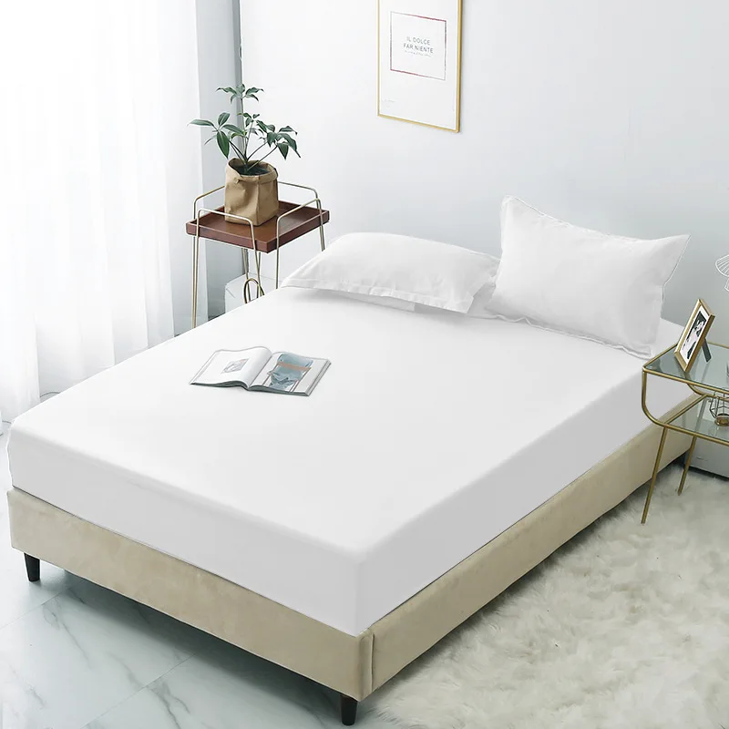 1pcs White Solid color Sheet Mattress Cover 100x200 140x200 150x200 180x200 Four Corners With Elastic Band Bed Sheet pillowcases