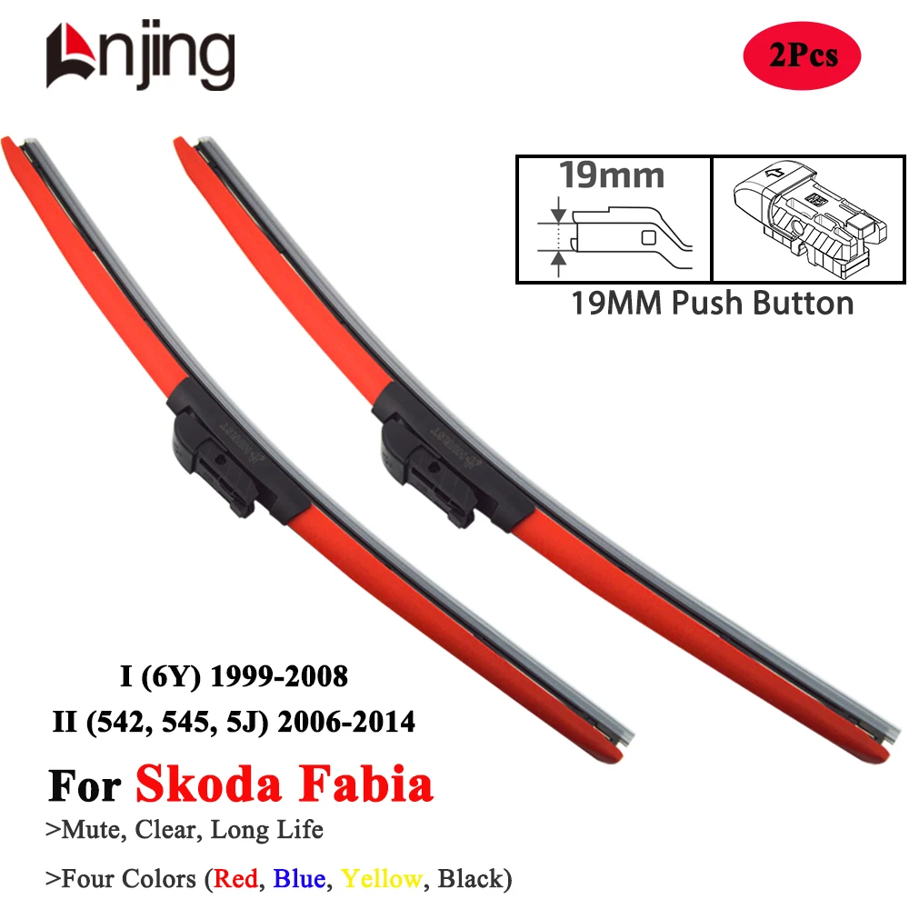 

LNJING Colorful Windshield Wiper Blades For Skoda Fabia 1 2 6Y 5J Combi 1999 2002 2006 2008 2010 2012 2013 2014 Car Accessories