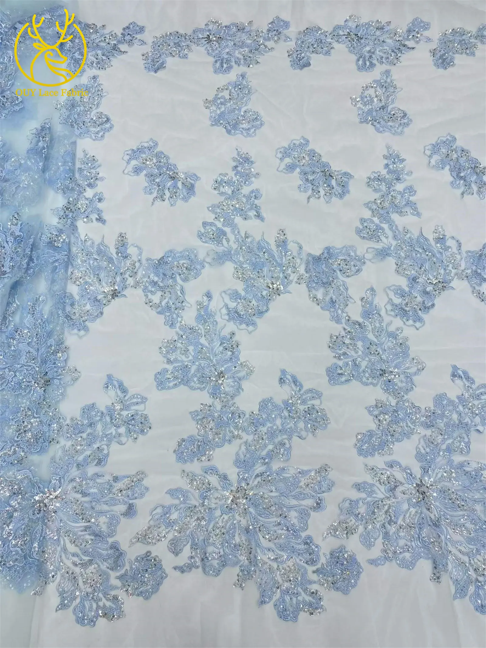 Roter Afrikanischer Bräutigam-Stickerei-Blumenspitzenstoff 2026 Hochwertiger Nigerianischer Pailletten-Perlen-Tüllstoff Hochzeitskleid-Stoff – Detail 19