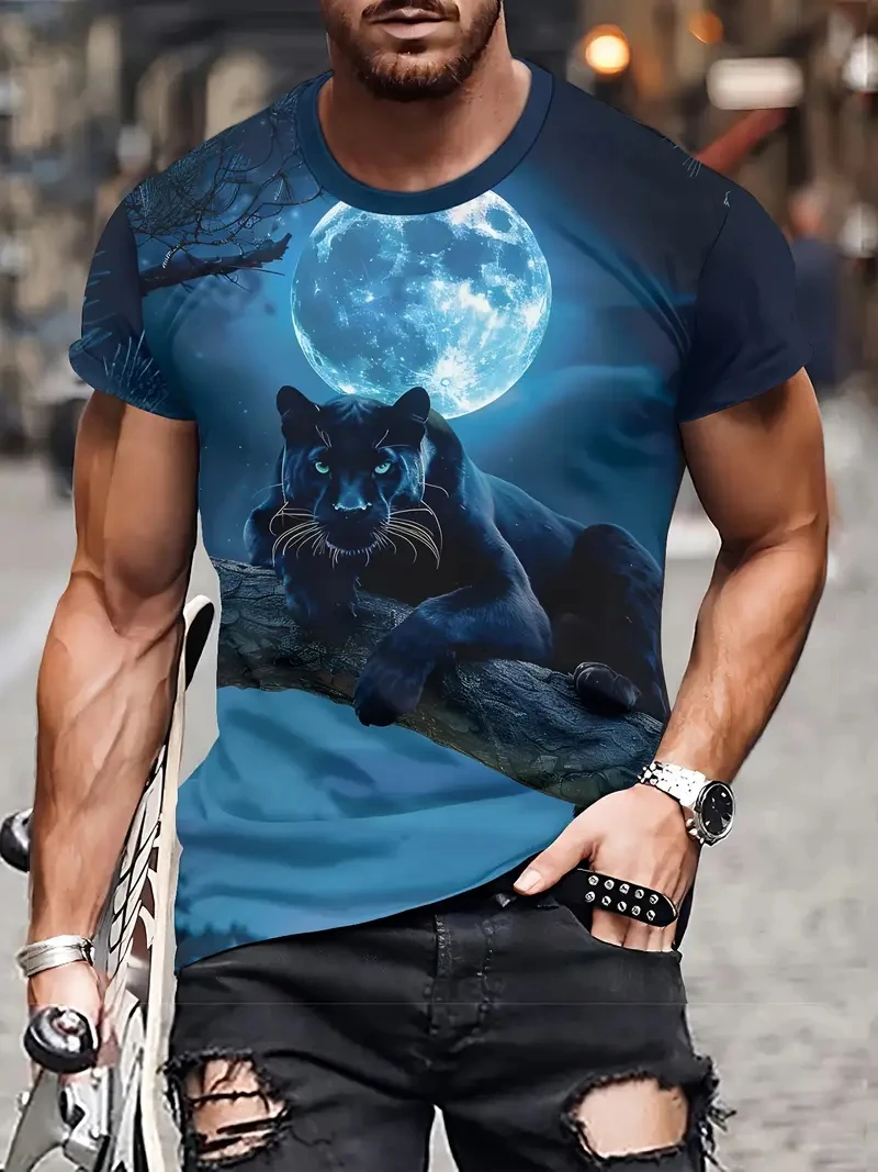 Funny Cartoon Cat Dog Graphic T Shirt For Men Clothing 3D Animal Printed Anime T-Shirt Unisex Short Sleeve Y2k Tops Loose Tees