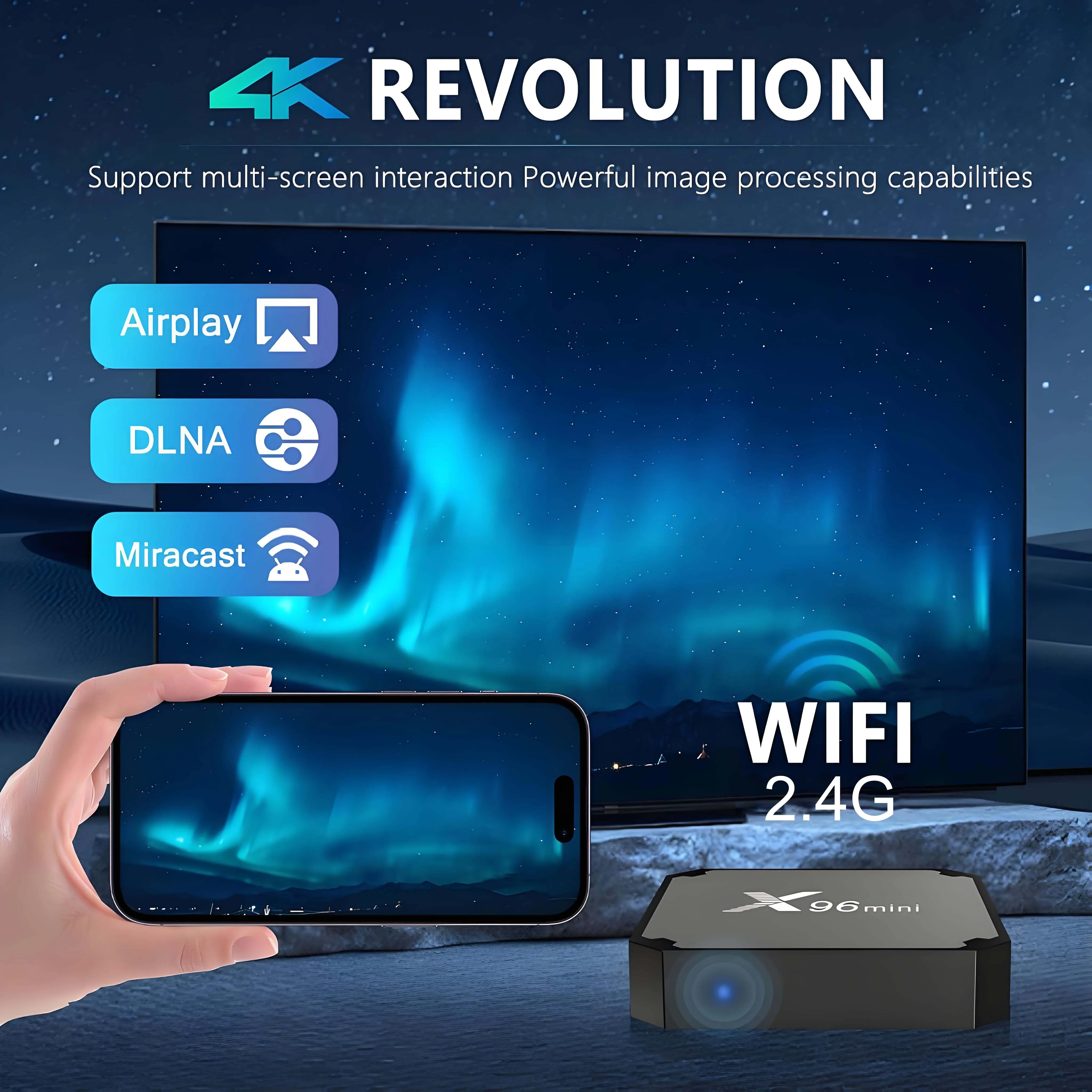 X96 Mini Smart TV BOX Android Allwinner H313 Quad Core A35 Support Google 4K 30 Fps HDR WiFi 2.4GHz 1GB RAM 8GB Rom Media Player