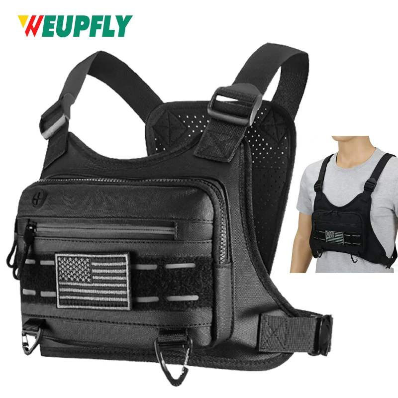 1PCS Sports Chest Bag For Men Women, Water Resistant Lightweight Front Chest Pack, Running Vest Bag With Built-In Phone Holder
