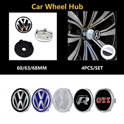 60mm/63mm/68mm 4pcs Car Wheel Center Hub Emblem Cap Auto Decoration For Volkswagen GOLF 5 Tiguan Polo Golf 6 Golf 7 Jetta TSI