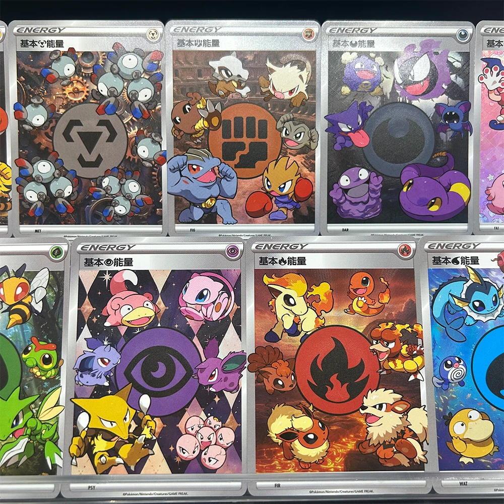 Lot de 9 cartes de jeu TCG de collection, cartes proxy de dessin animé PTCG, cartes énergie, Mew, Bulbasaur, Squirtle, jouets cadeaux de Noël pour enfants