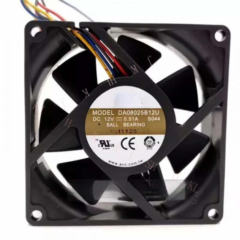 

N FOR AVC DA08025B12U S044 8025 DC12V 0.51A 8CM 4-Wire Dual Ball Cooling Fan
