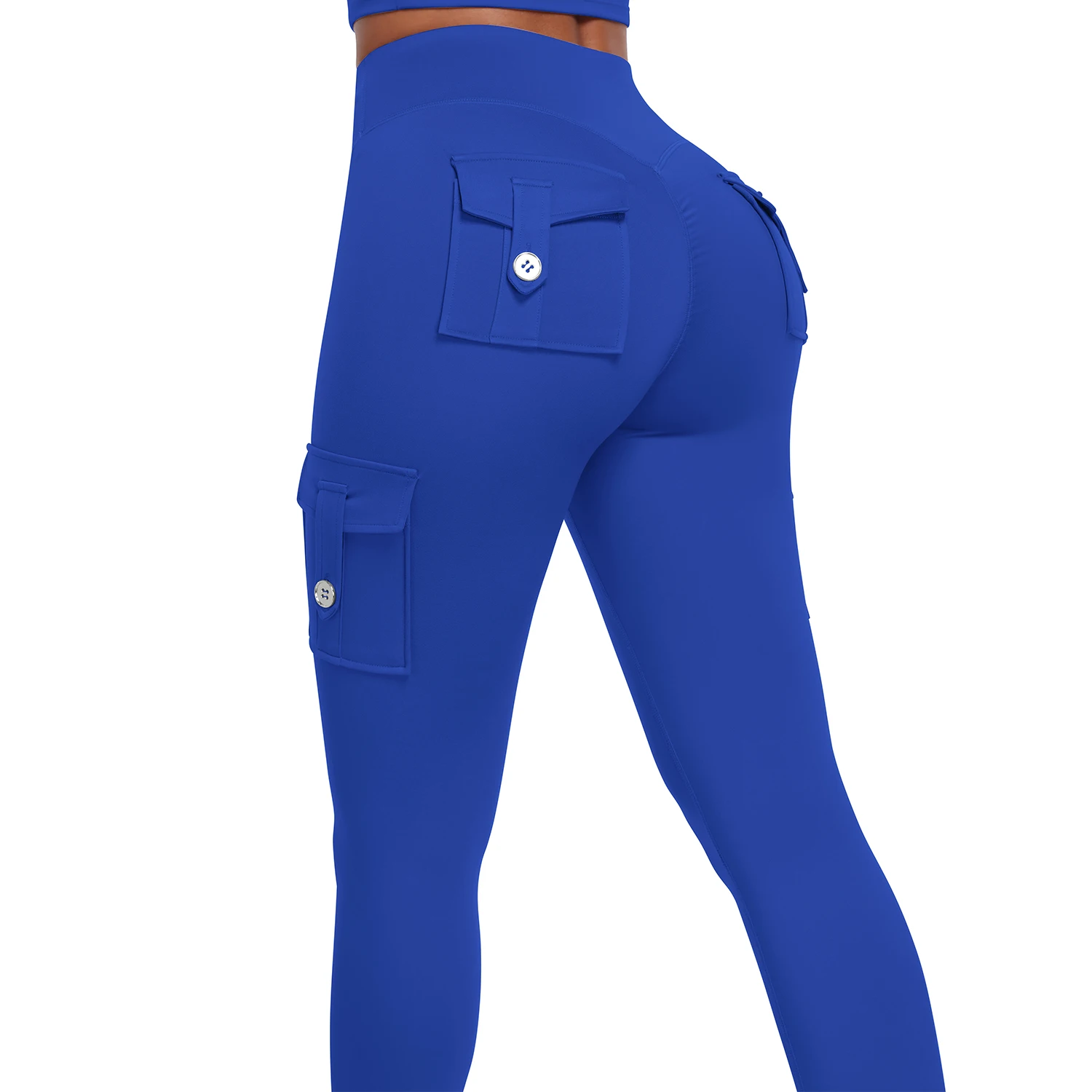 Women's Fitness Pants High-Waisted Cargo Pants With Pockets, Hip Lift and Tummy-Control Fitness Pants.