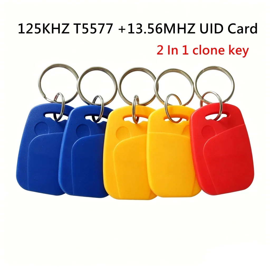 RFID 13.56Mhz IC UID Changeable Dual Chip Frequency T5577 125 kHz ID Blank Card Writable Copier Key Fob Access Control