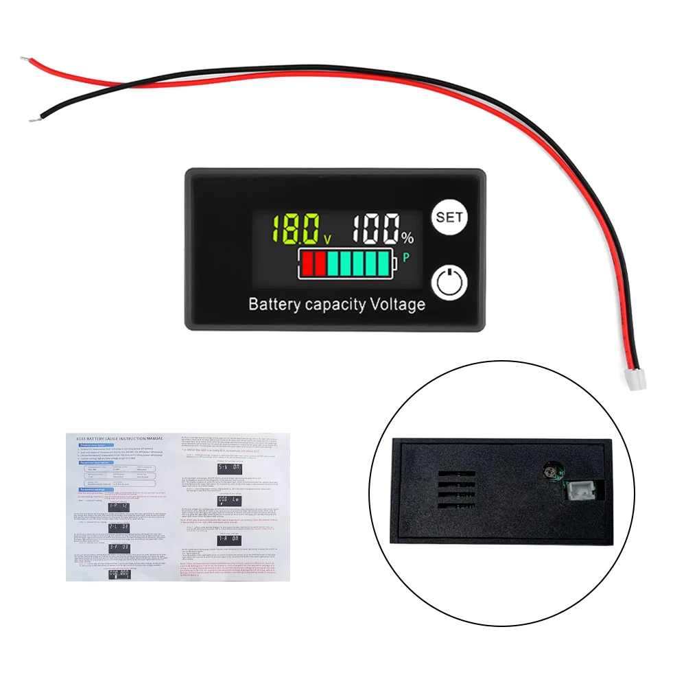 Indicatore di capacità della batteria LCD 6133A Temperatura DC 8V-100V al piombo litio LiFePO4 Voltmetro Indicatore di tensione inferiore versione