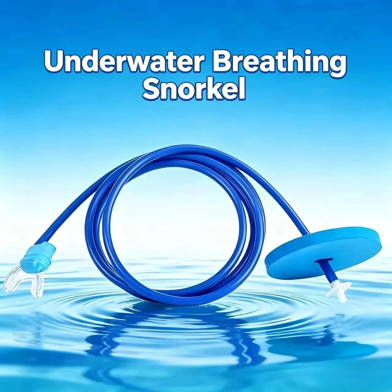 Swim Underwater Breathing Snorkel Tube Flexible Hose with Floating Top Soft Mouthpiece for Pool Beach Kids Adults Snorkeling