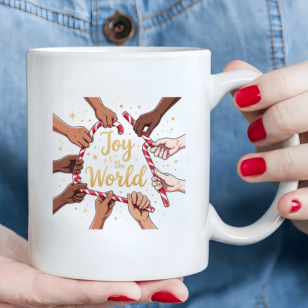 แก้วลายท้องฟ้าเต็มดาว 11 ออนซ์ + ด้ามจับลายแท่งลูกกวาดหลากสี ของขวัญคริสต์มาส แก้วเด็ก ใช้ได้ทั้งครอบครัวและที่ทำงาน