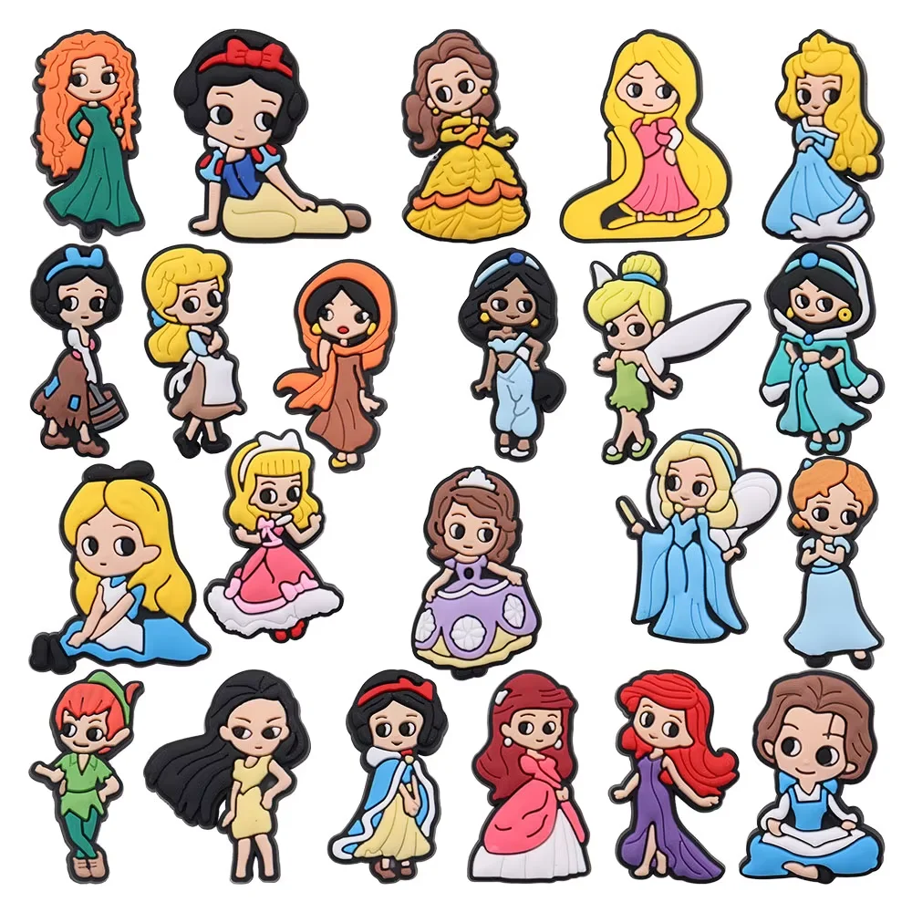 MINISO 22PCS Princess Series Shoe Charms Set For Clogs Bag Bubble Slides Sandals, PVC Shoe Decorations Beach Bag Accessories