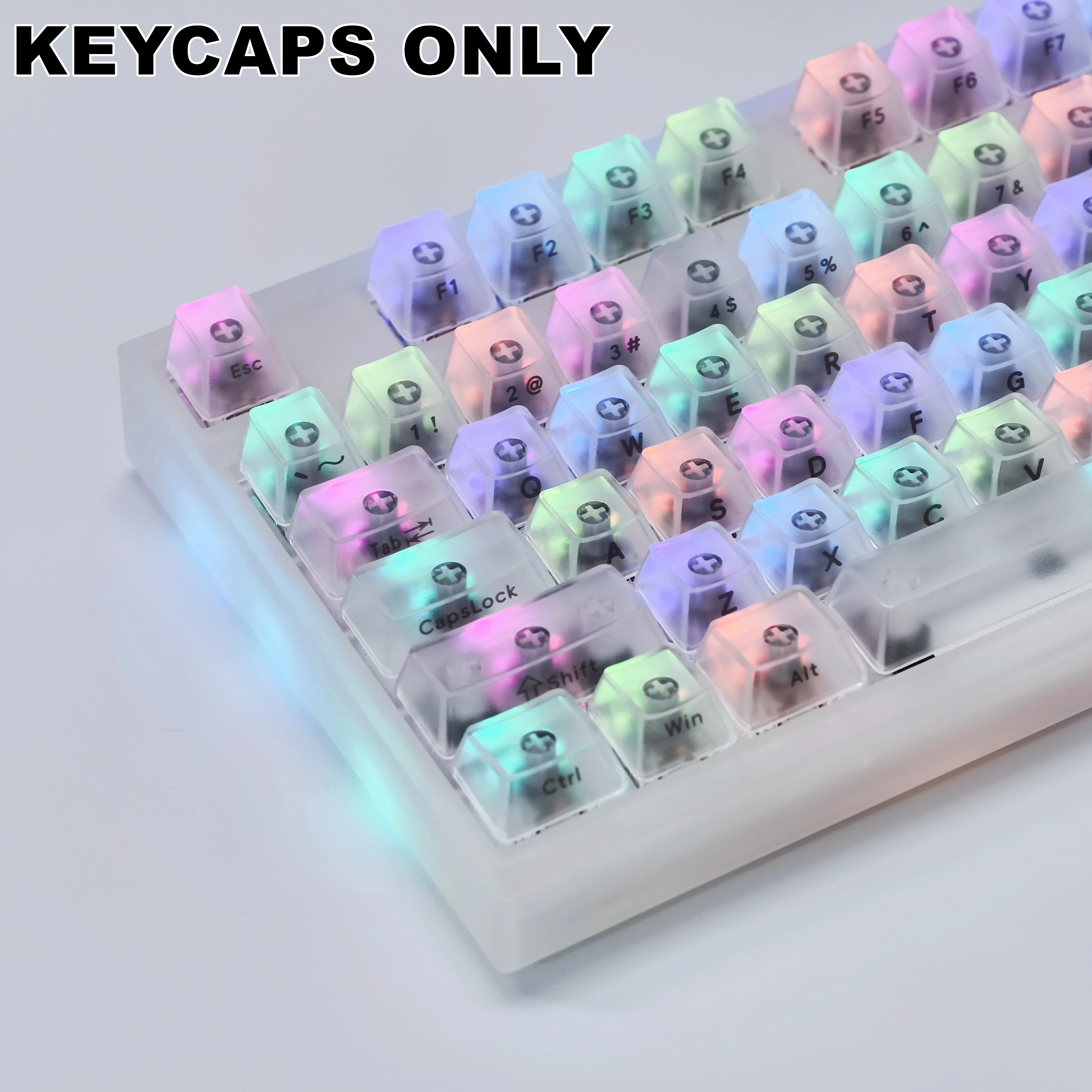 132 Keys Transparent Translucent PC Keycaps Laser Engraving Legends Keycap Set for Mx Cherry Switch Mechanical Keyboard Kit