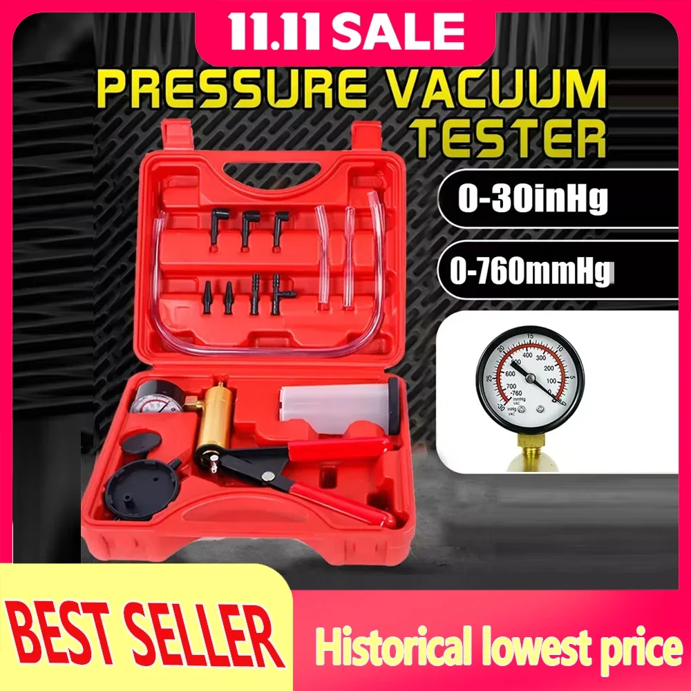 Portable durable aluminum vacuum gauge Manual vacuum pressure pump brake fluid discharge kit Vacuum pistol pump test kit