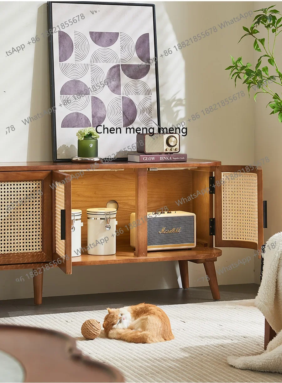 Rattan storage, wall cabinet modern simplicity, solid wood furniture, ash wood TV cabinet