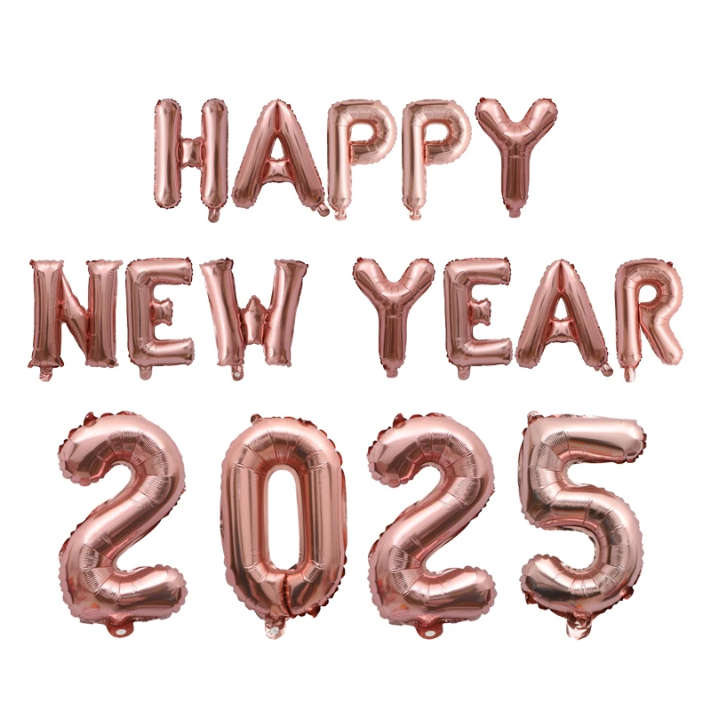 16/32/40inch Happy New Year 2025 Digital Aluminum Film Balloon Happy New Year Balloon Banner New Year\'s Eve Party Decoration Set