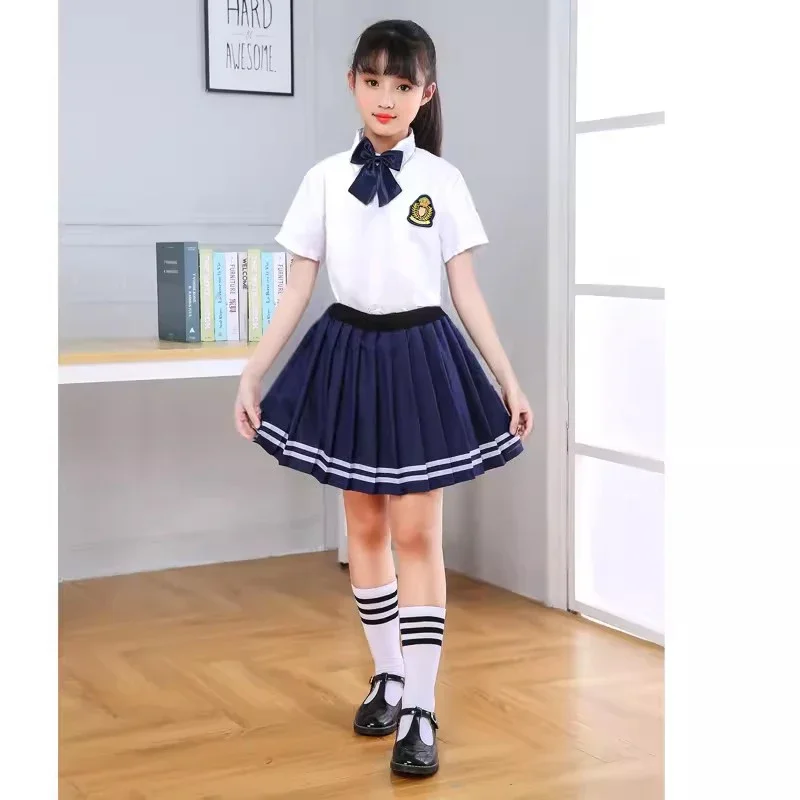 Children's Chorus Costumes Student Boys and Girls Prestigious British Style Vest + Shirt + Skirt School Uniform Set