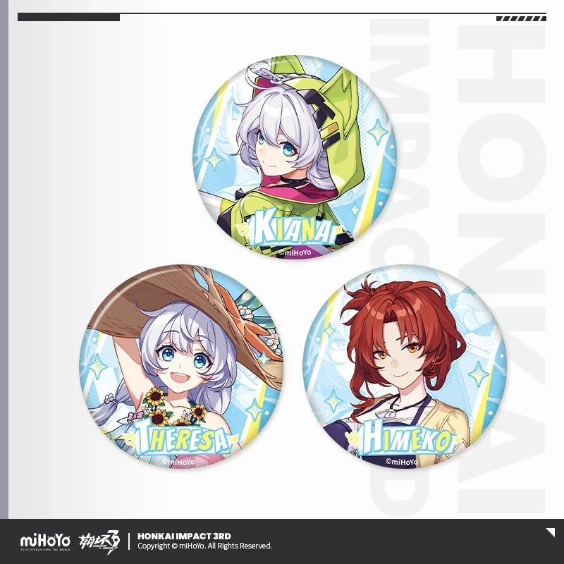Official miHoYo Honkai Impact 3 Relic Series Summer Special Edition Character Merchandise Tin Badge Set Anime Pins Accessories