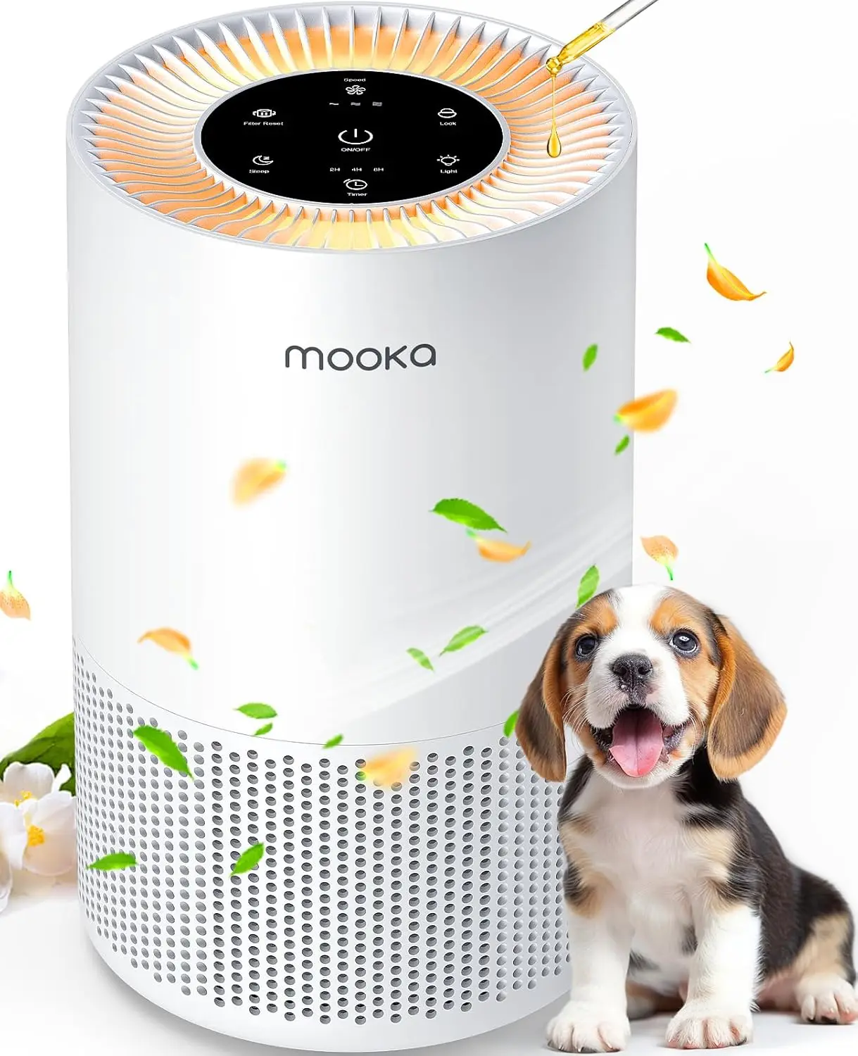 Air Purifiers for Home Large Rooms up to 1200ft², MOOKA H13 True HEPA Air Purifier for Bedroom Pets with Fragrance Sponge, Timer