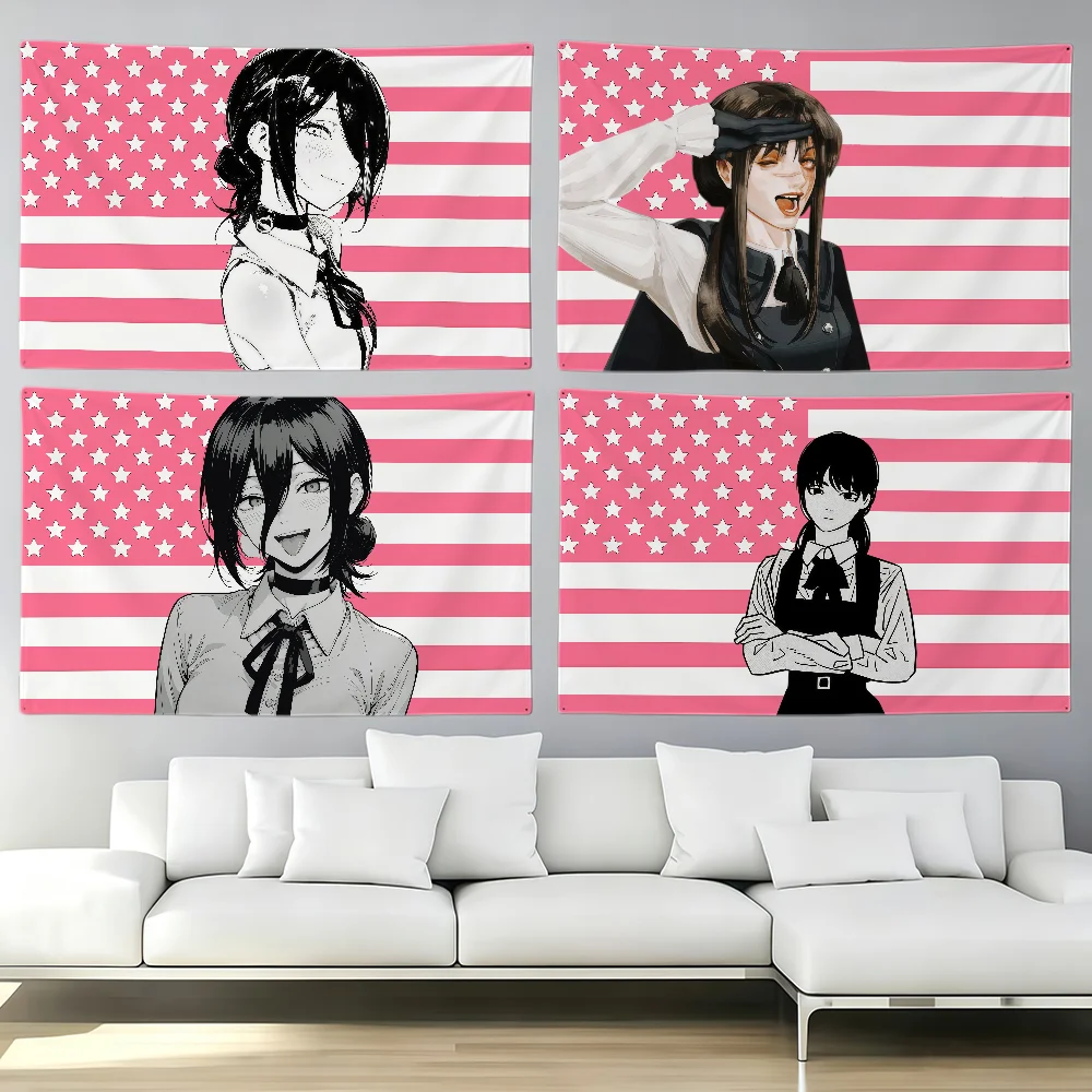 Anime Asa Mitaka C-Chainsaw M-Man flag Party Club Outdoor Interior Wall Decoration Banner Fans Gift Print Decor flag